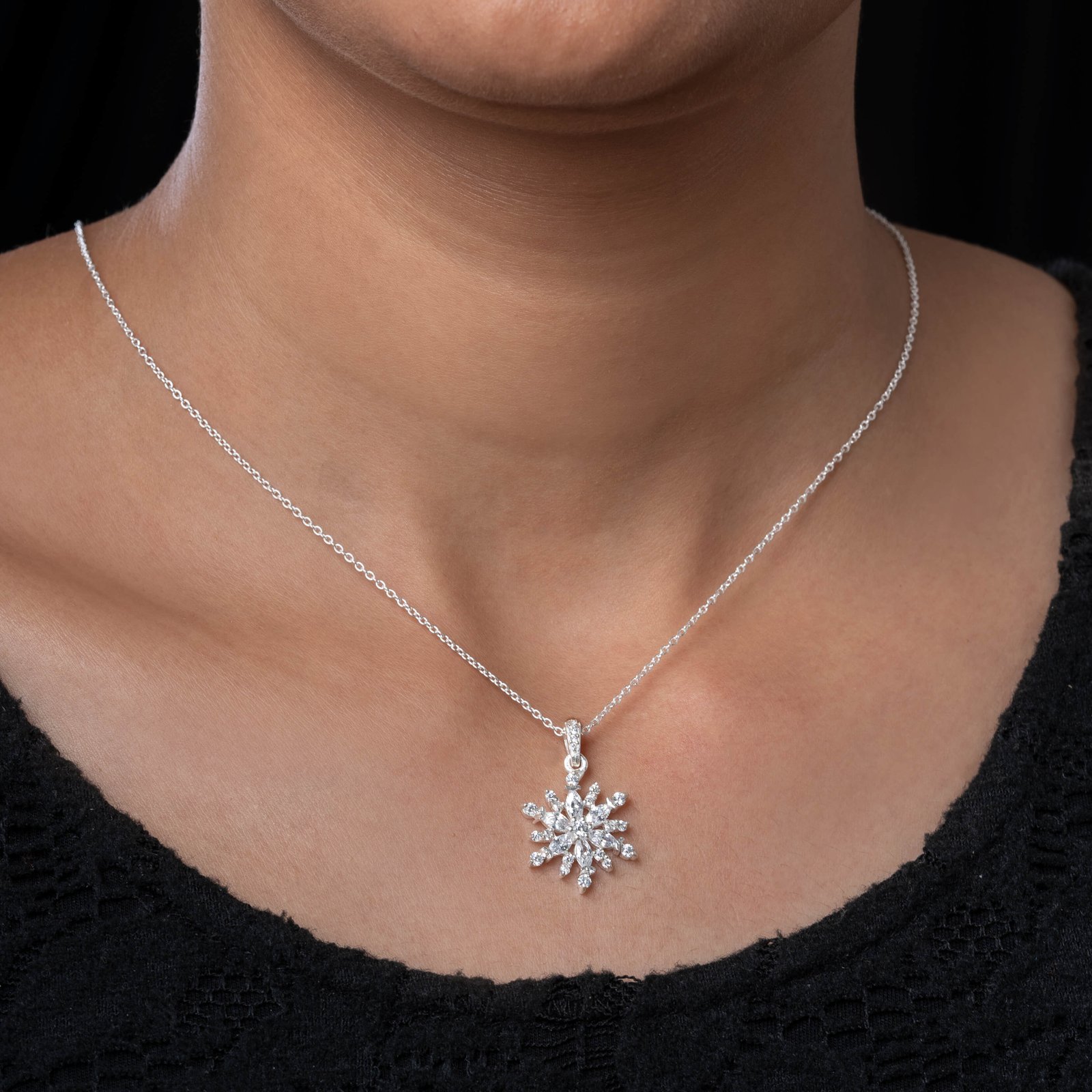 14K White Gold Baguette Diamond Snowflake Pendant | Quality Gem LLC |  Bethel, CT